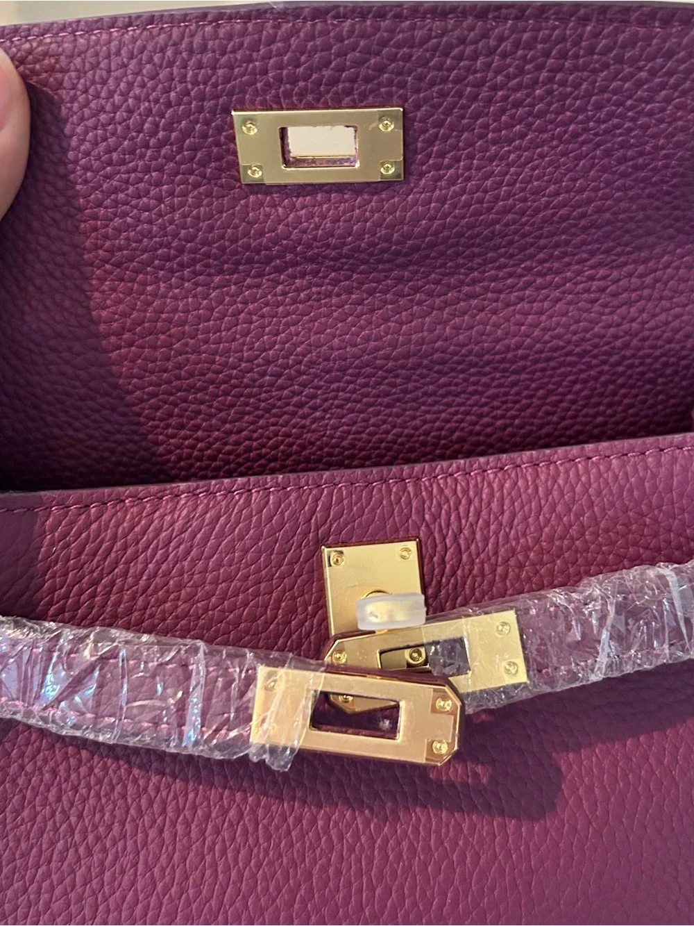 20cm Purple Mini Leather Satchel